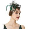 imageBABEYOND 1920s Flapper Feather Headband Roaring 20s Showgirl Gatsby HeadpiecePeacock Green