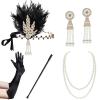 imageBABEYOND 1920s Flapper Gatsby Costume Accessories Set 20s Flapper Headband Pearl Necklace Gloves Holder
