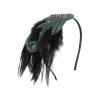 imageBABEYOND 1920s Flapper Headband Accessories Roaring 20s Feather Hair Band Vintage Gatsby Party Accessories SilverGreen