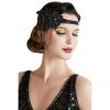 imageBABEYOND 1920s Flapper Headband Crystal Great Gatsby Headpiece Vintage 20s Flapper Gatsby AccessoriesBlack