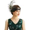 imageBABEYOND 1920s Flapper Headband Peacock Feather Headpiece Gatsby Accessories for Women Sequined Showgirl HeadpieceGreen