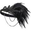 imageBABEYOND 1920s Flapper Headband Roaring 20s Great Gatsby Feather HeadpieceBlack Crystal