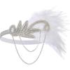 imageBABEYOND 1920s Flapper Headband Roaring 20s Great Gatsby Feather HeadpieceWhite