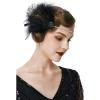 imageBABEYOND 1920s Flapper Headband Roaring 20s Headpiece Gatsby Ostrich Feather Headpiece with Crystal WomenAblack