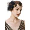 imageBABEYOND 1920s Flapper Headband Roaring 20s Headpiece Gatsby Ostrich Feather Headpiece with Crystal WomenAgold
