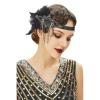 imageBABEYOND 1920s Flapper Headpiece 20s Gatsby Black Feather Headband Roaring 20s Hair Accessories with Crystal Beads Black GoldBlack Gold