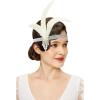 imageBABEYOND 1920s Flapper Headpiece Roaring 20s Feather Headband Roaring 20s Gatsby Hair AccessoriesBeige