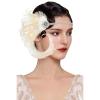 imageBABEYOND 1920s Flapper Peacock Feather Headband Roaring 20s Beaded Headpiece 1920s Great Gatsby Costume Hair AccessoriesBlue ampamp GreenBeige