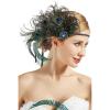 imageBABEYOND 1920s Flapper Peacock Feather Headband Roaring 20s Beaded Headpiece 1920s Great Gatsby Costume Hair AccessoriesBlue ampamp GreenGreen