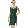 imageBABEYOND 1920s Gatsby Flapper Dress  Long Fringe Sequins ampamp Beaded Art Deco DesignDark Green