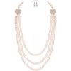 imageBABEYOND 1920s Gatsby Pearl Necklace Vintage Bridal Pearl Necklace Earrings Jewelry Set Multilayer Imitation Pearl Necklace with BroochStyle2Rose Gold