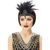imageBABEYOND 1920s Headpiece Flapper Headband  Roaring 20s Crystal Showgirl Hair Band Gatsby Headband with FeatherBlack