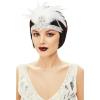 imageBABEYOND 1920s Headpiece Flapper Headband  Roaring 20s Crystal Showgirl Hair Band Gatsby Headband with FeatherWhite