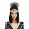 imageBABEYOND 1920s Headpiece Flapper Headband  Roaring 20s Crystal Showgirl Hair Band Great Gatsby Headband with FeatherAblack