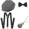 imageBABEYOND 1920s Mens Gatsby Gangster Costume Accessories Set 30s Manhattan Fedora Hat Bow Tie SuspendersSet10