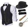 imageBABEYOND 1920s Mens Gatsby Gangster Vest Armbands 20s Gatsby Costume Accessories SetBlack Stripe