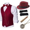 imageBABEYOND 1920s Mens Gatsby Gangster Vest Armbands 20s Gatsby Costume Accessories SetWinered