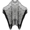 imageBABEYOND 1920s Sequin Beaded Shawl Wraps Fringed Evening Cape Scarf for WeddingBlack With Silver Sequins