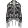 imageBABEYOND 1920s Sequined Shawl Wraps for Women Fringed Evening Cape Wedding Bridal Shawl Scarf for Evening Dresses PartyBlackrosegold1