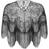 imageBABEYOND 1920s Shawl Wraps Gatsby Beaded Evening Cape Bridal Shawl for Evening Dresses Wedding PartyBlack