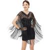 imageBABEYOND 1920s Shawl Wraps Long Fringed Evening Cape Sequin Beaded Party ShawlBlack
