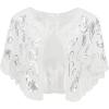 imageBABEYOND 1920s Shawl Wraps Sequin Beaded Evening Cape Bridal Shawl Bolero Flapper Cover UpWhite