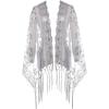 imageBABEYOND 1920s Shawl Wraps Sequin Fringed Evening Cape Wedding Bridal Shawl Scarf for Evening Dresses PartyGray1