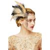 imageBABEYOND 1920s Women Feather Crystal Headband 20s Flapper Gatsby HeadpieceBlack Gold