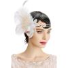 imageBABEYOND Art Deco 1920s Flapper Headpiece Roaring 20s Great Gatsby Feather Headband 1920s Flapper AccessoriesOffwhite2