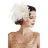 imageBABEYOND Art Deco 1920s Flapper Headpiece Roaring 20s Great Gatsby Feather Headband 1920s Flapper Gatsby AccessoriesOffwhite