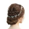 imageBABEYOND Bridal Headpiece Handmade Wedding Hair Vine Crystal Floral Leaf Headband with Lace RibbonSilver
