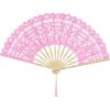 imageBABEYOND Cotton Lace Folding Handheld Fan Embroidered Bridal Hand Fan with Bamboo Staves for Wedding Decoration Dancing PartyPink