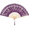 imageBABEYOND Cotton Lace Folding Handheld Fan Embroidered Bridal Hand Fan with Bamboo Staves for Wedding Decoration Dancing PartyPurple