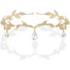 imageBABEYOND Crystal Leaf Wedding Diadem Headband Bridal Bridesmaid Forehead Band Rhinestone Bridal Tiara Crown with Gift BoxGold