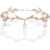 imageBABEYOND Crystal Leaf Wedding Diadem Headband Bridal Bridesmaid Forehead Band Rhinestone Bridal Tiara Crown with Gift BoxRose Gold
