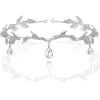 imageBABEYOND Crystal Leaf Wedding Diadem Headband Bridal Bridesmaid Forehead Band Rhinestone Bridal Tiara Crown with Gift BoxSilver