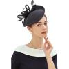 imageBABEYOND Derby Hats for Women  Fascinators Tea Party Hats Headband Wide Brim Fascinator Wedding Cocktail Feathers HeadwearStyle 2black
