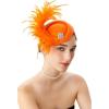 imageBABEYOND Fascinator Hat for Women Tea Party Kentucky Derby Pillbox Headpiece Costume Feathers Carnival Head WearOrange