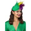 imageBABEYOND Fascinator Hat for Women Tea Party Kentucky Derby Pillbox Headpiece Costume Feathers Carnival Head WearYellow Green Purple