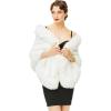 imageBABEYOND Faux Fur Shawl for Women with Collar Scarf Wrap Faux Fur Evening Cape for Winter CoatWhite