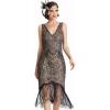 imageBABEYOND Flapper Dresses 1920s V Neck Beaded Fringed Great Gatsby DressBlack Apricot