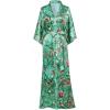 imageBABEYOND Floral Kimono Robe Satin Silky Wedding Robe Lightweight Long Kimono Nightgown SleepwearGreen