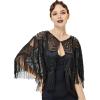 imageBABEYOND Gatsby Shawl Wrap for 1920s Evening Party Night Cape for Women Bridal Sequin CapeletBlack