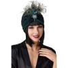 imageBABEYOND Gatsby Turban Hat Vintage 1920s Head Wrap Knit Pleated Turban 20s Cap Dark Green