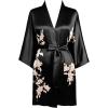 imageBABEYOND Kimono Robe Cover up Short Satin Floral Silky Kimono Blouse Loose Bachelorette Party RobeBlack