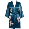 imageBABEYOND Kimono Robe Cover up Short Satin Floral Silky Kimono Blouse Loose Bachelorette Party RobeDark Green