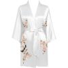 imageBABEYOND Kimono Robe Cover up Short Satin Floral Silky Kimono Blouse Loose Bachelorette Party RobeWhite