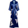 imageBABEYOND Kimono Robe Cover up with Box Long Floral Satin Sleepwear Silky Bathrobe Bachelorette RobeNavy Blue