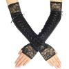 imageBABEYOND Lace Up Fingerless Gloves Long Elbow Gloves for Costume Party Laceup Arm WarmerBlack With Lace Edge