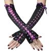 imageBABEYOND Lace Up Fingerless Gloves Long Elbow Gloves for Costume Party Laceup Arm WarmerZpurple